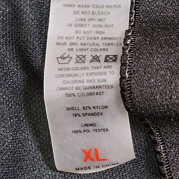 Women's sz XL Zip Front Palm Tree Print Short Sleeve Swim Suit - EXCELLENT - Picture 8 of 14